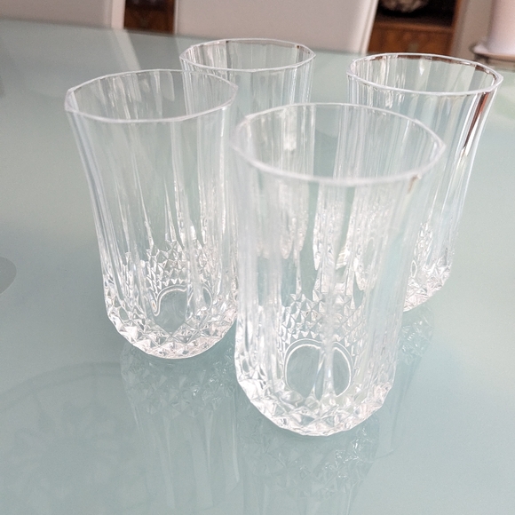 VTG 80s Longchamp Cristal D’Arques 12oz Crystal Highball Water Glasses Set of 4 - Picture 10 of 12